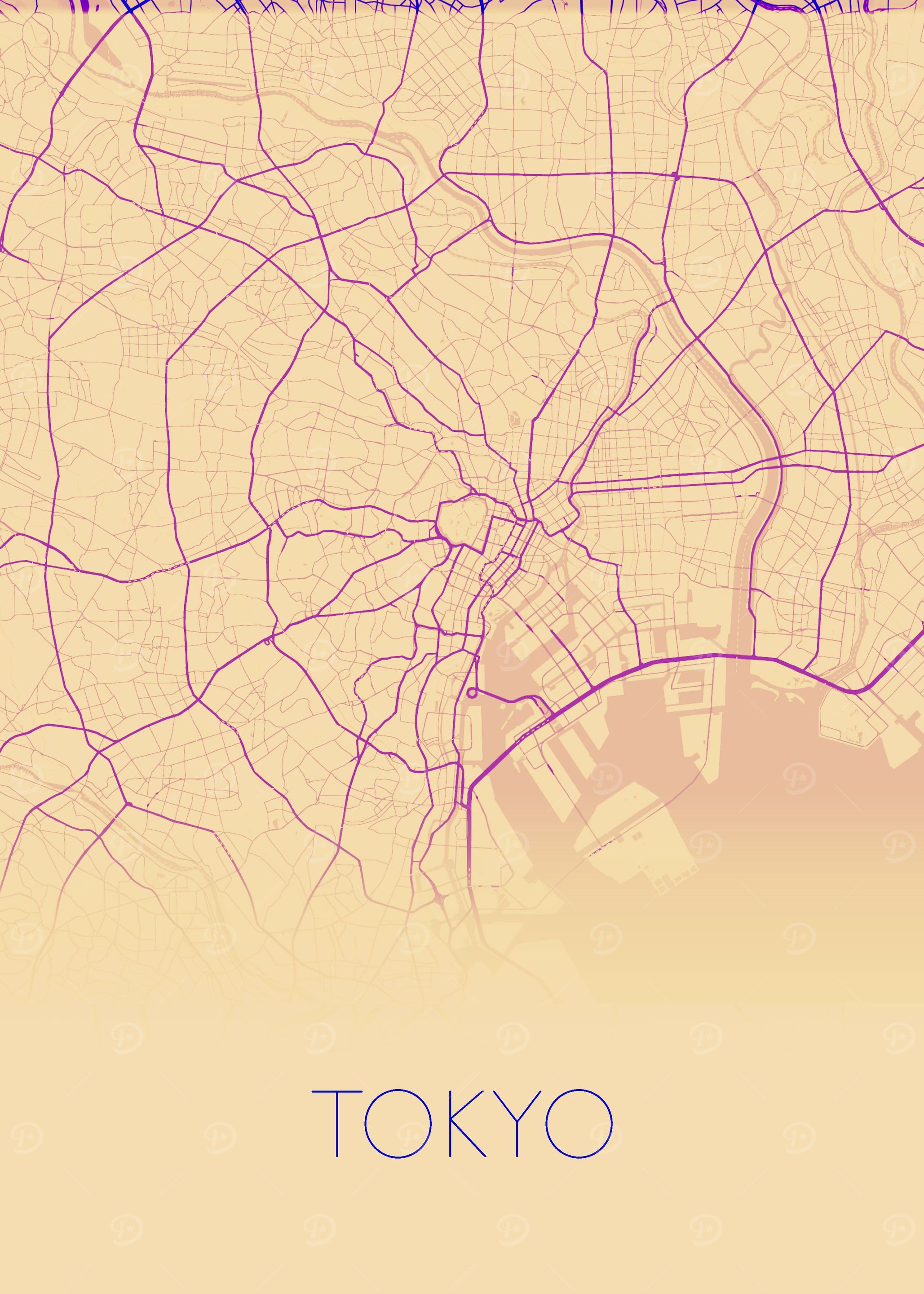 Tokyo orange purple map
