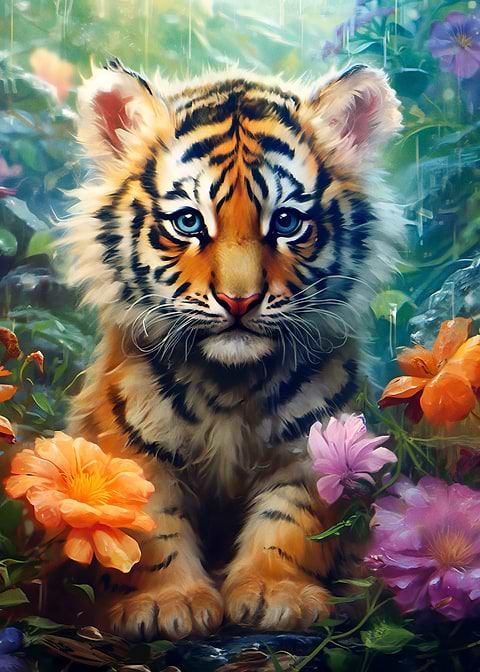 Cute Baby Tiger — kids room metal wall art