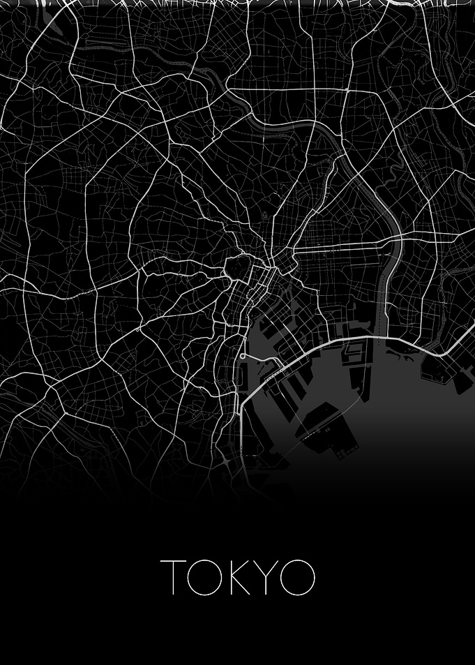 Tokyo black white map