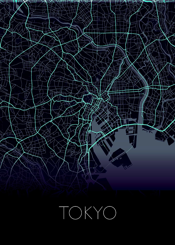 Tokyo green neon map