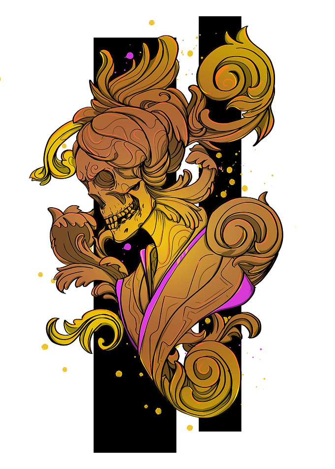 Graceful Mort Skull Geisha