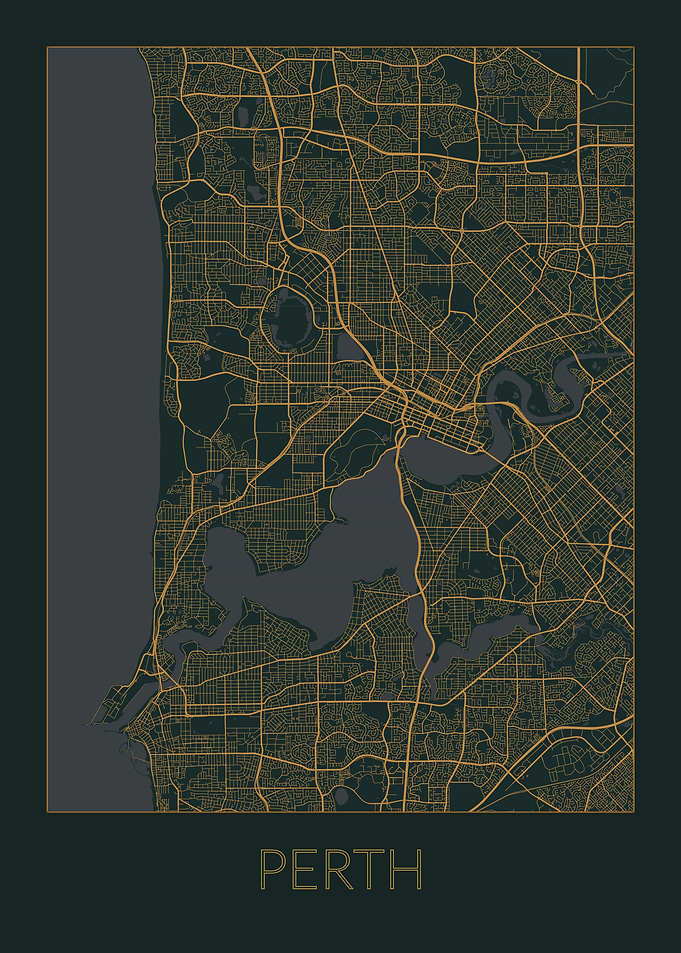 Perth Gray Orange Map