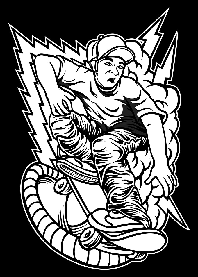 Skateboarder BnW