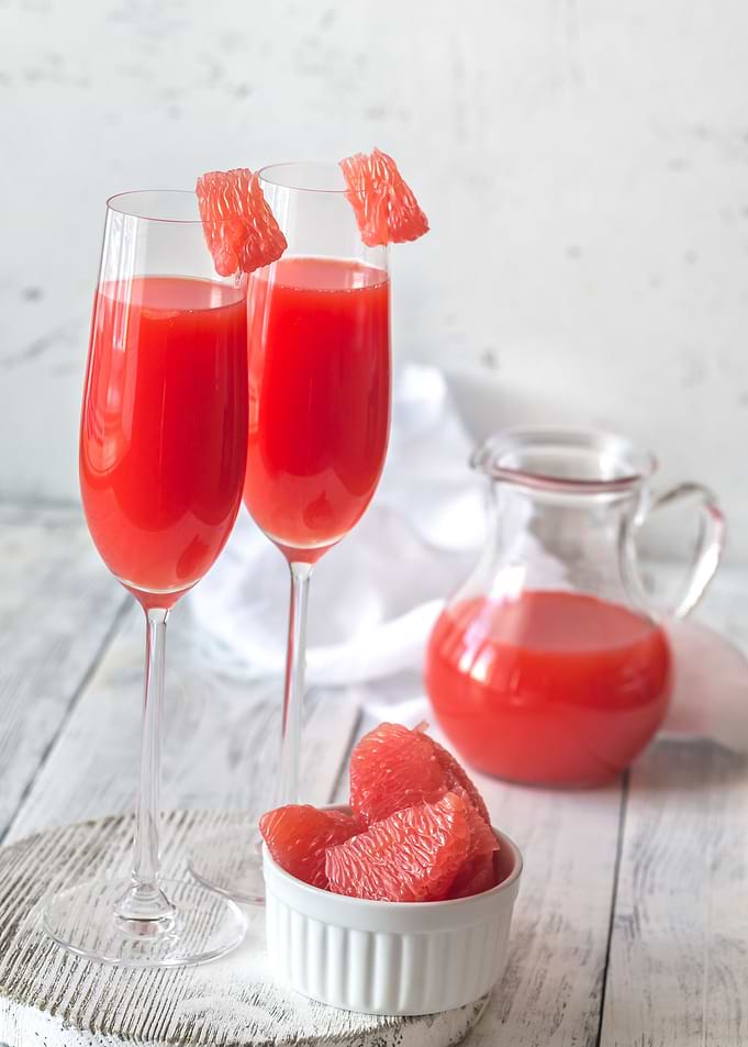 Glasses of Mimosa cocktail