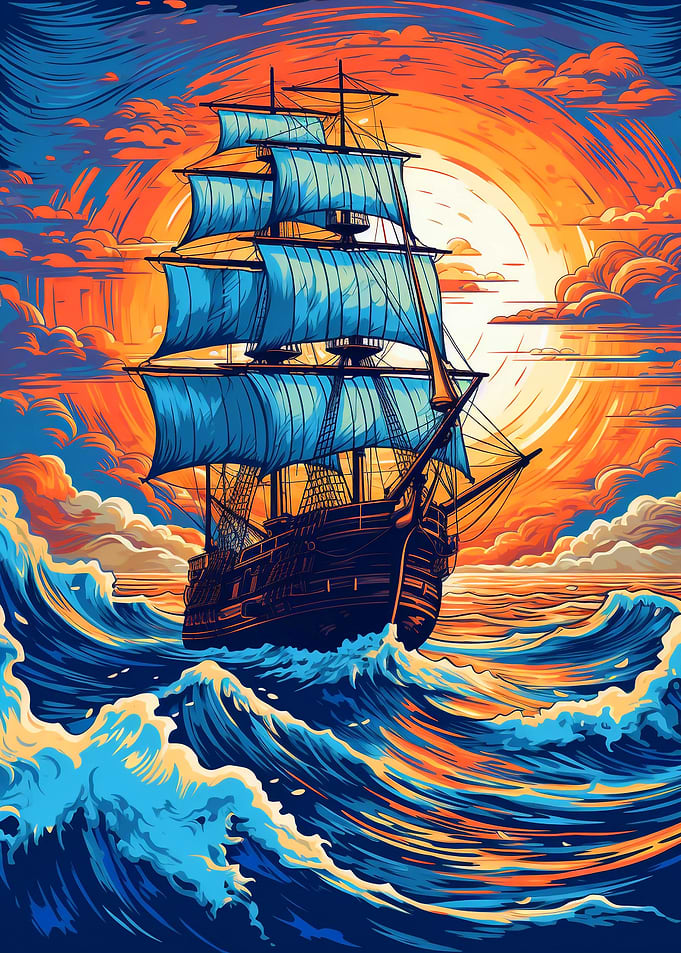 Sailing Ship by Sunset