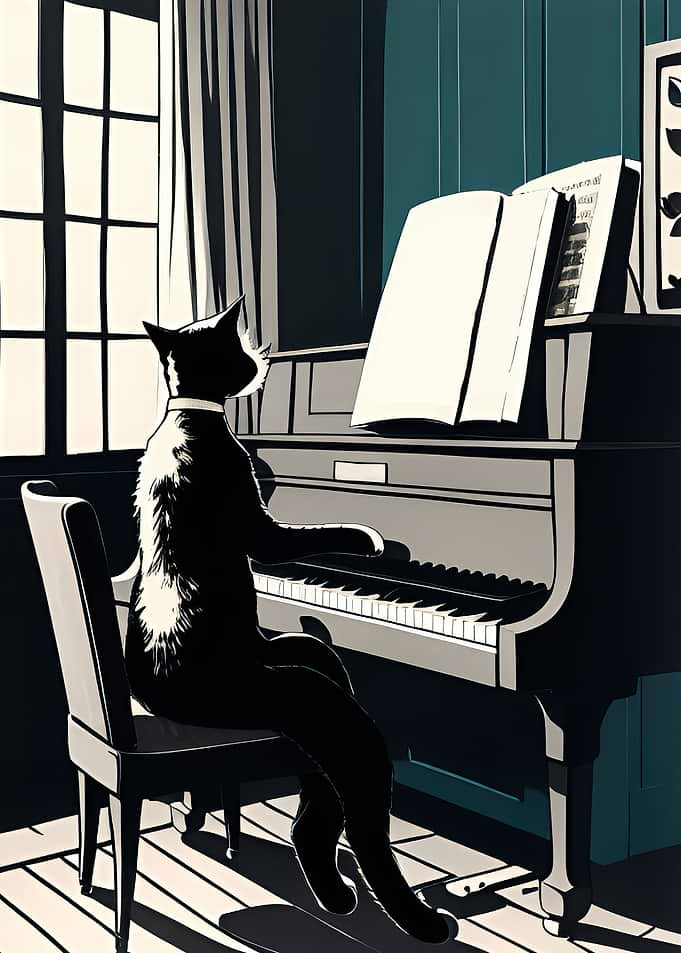Cat Playing Piano