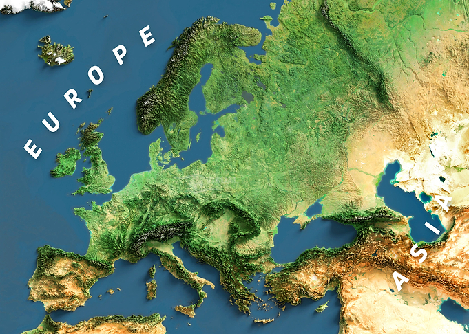 Europe shaded relief map