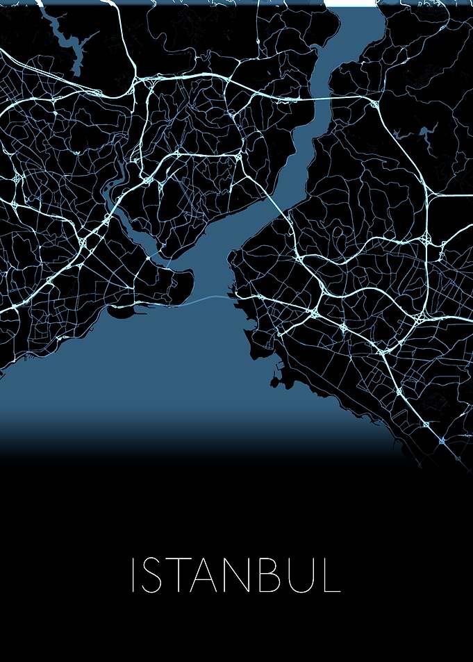 Istanbul black blue map
