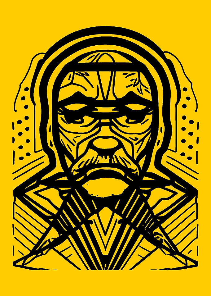 Old Man Line Art