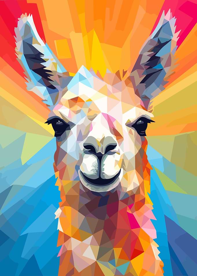 Cute Llama Abstract Art