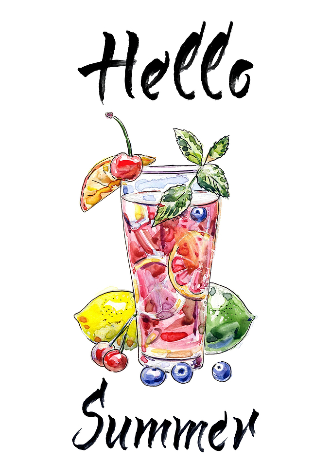 Hello Summer Watercolor