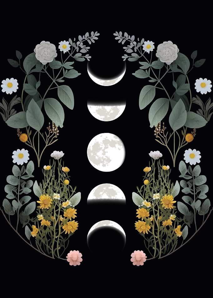 Moon phases with Flowers