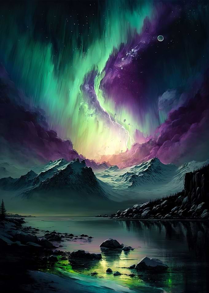 Purple Green Night Sky
