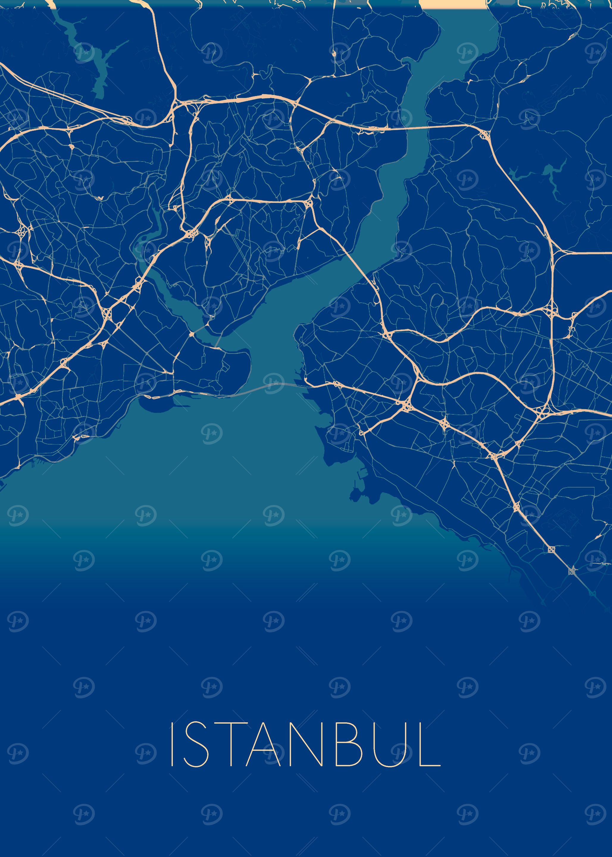 Istanbul black blue map