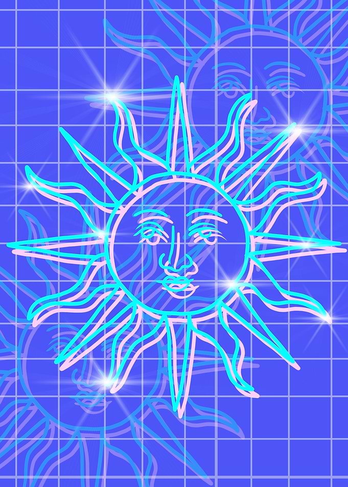 happy sun day line art