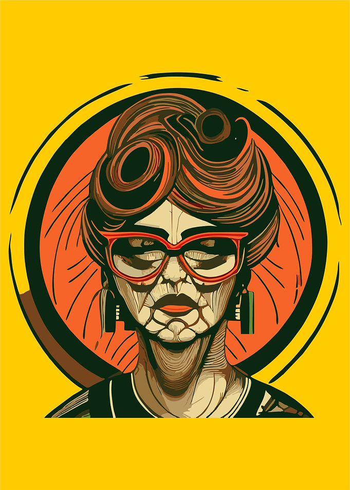 Pop Art Of Stylis Old Lady