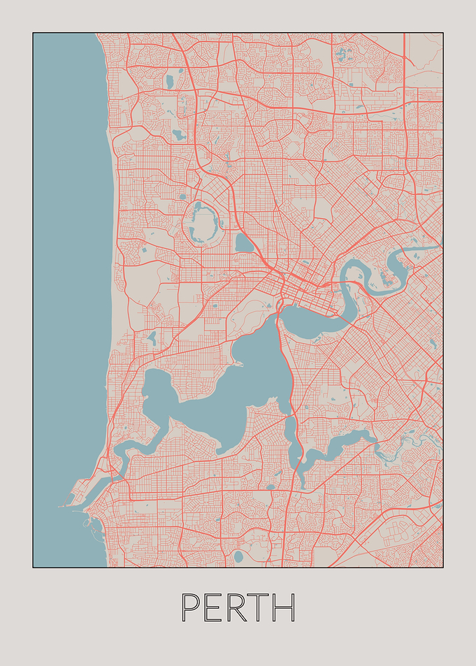 Perth Vintage Map