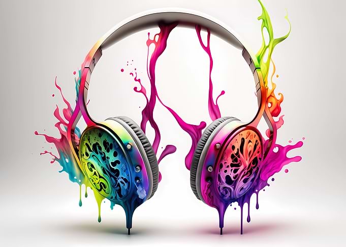 Headphones watercolor art