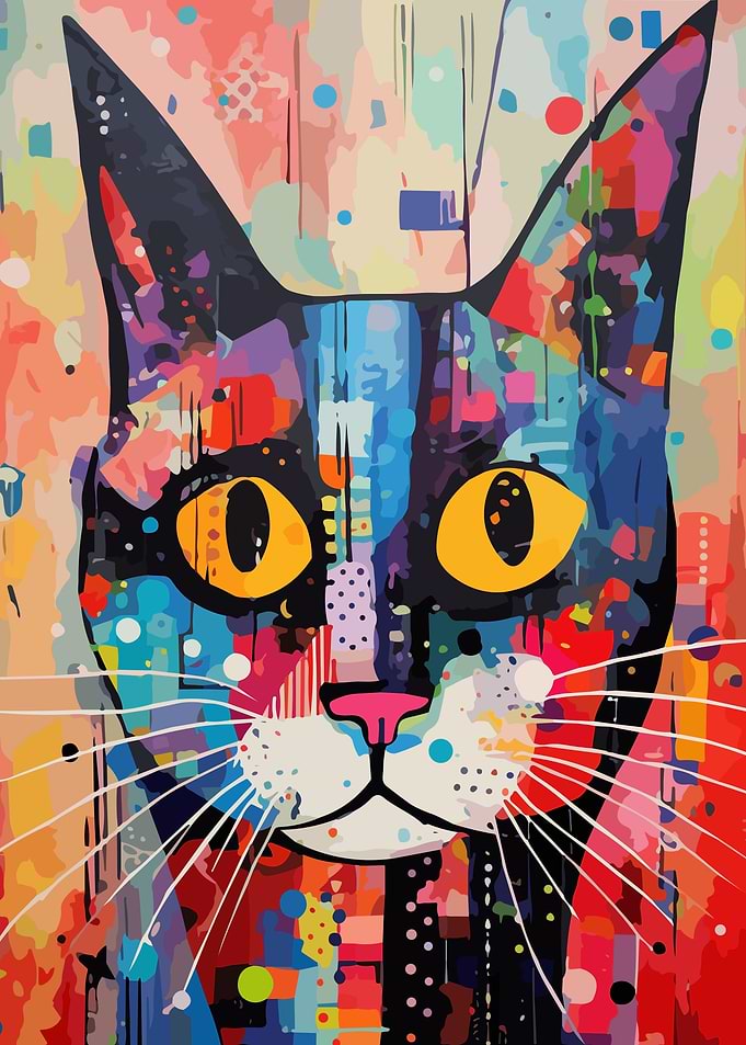 Funny Cat Abstract Art