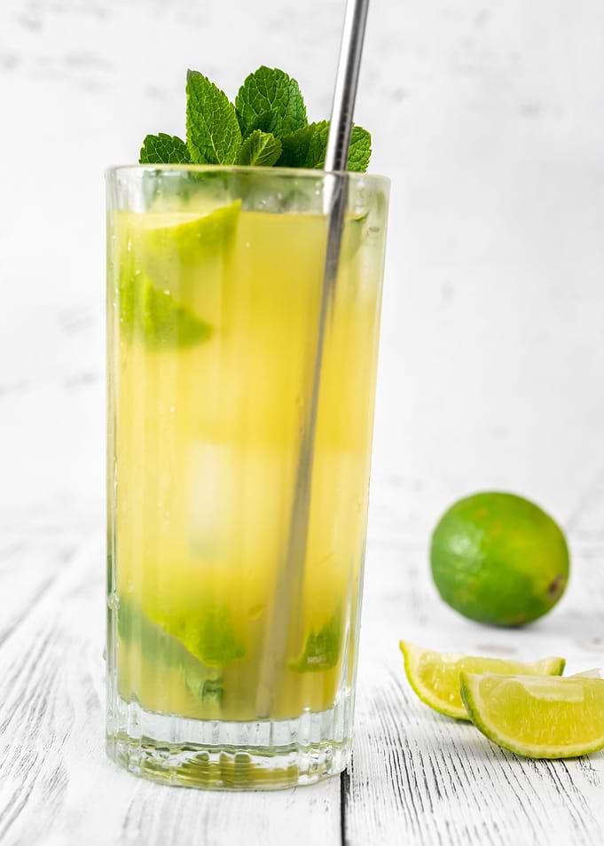 Glass of pineapple mojito