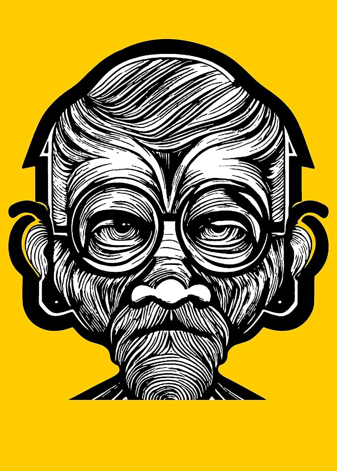 Old Man Line Art