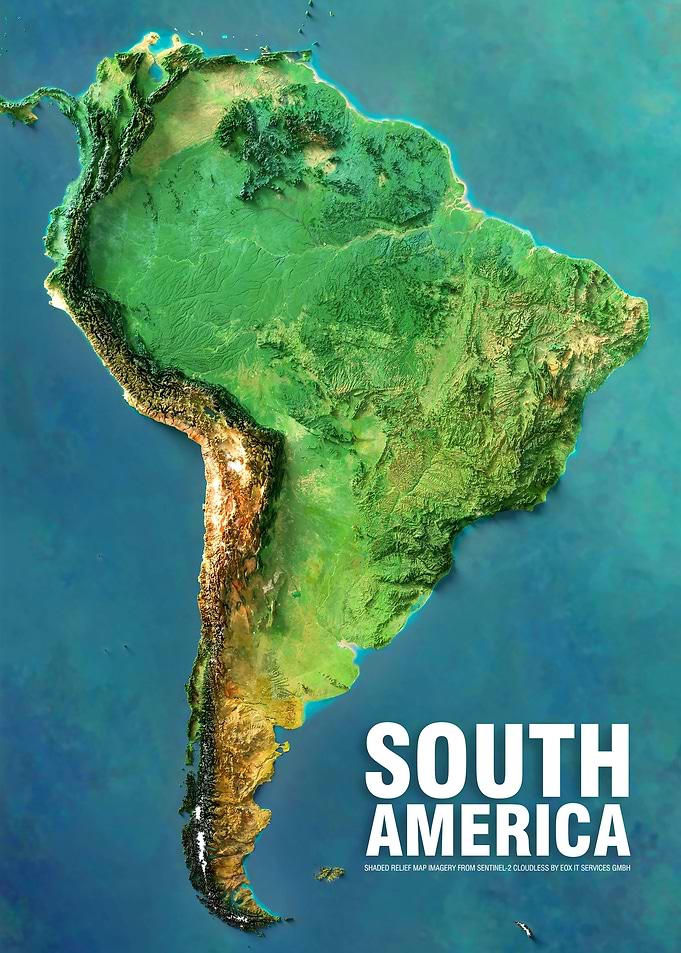 South America relief map