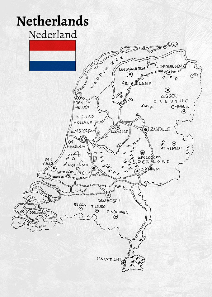 Handdrawn Netherlands Map