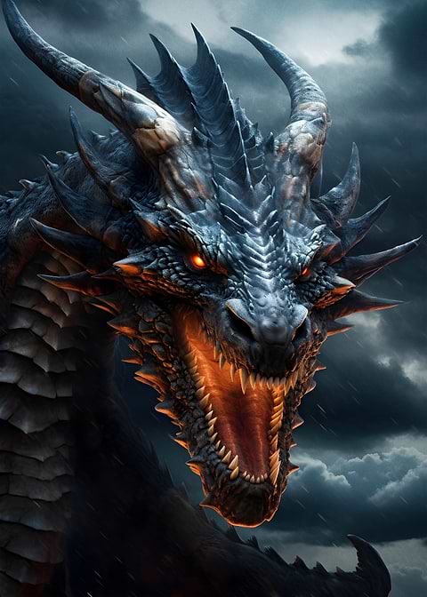 Dragon in the Clouds — man cave metal poster