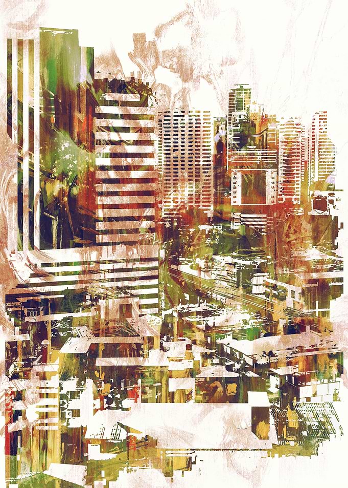 grunge of cityscape