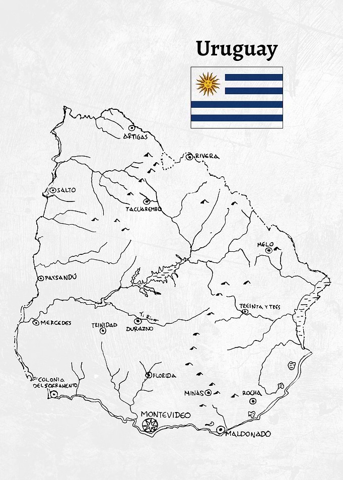 Handdrawn Uruguay Map