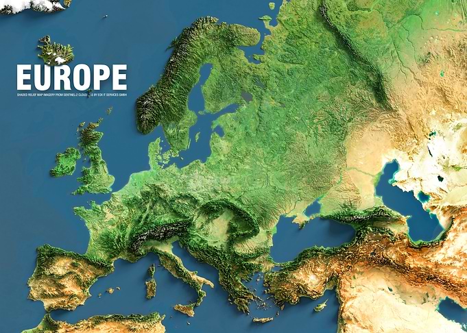 Europe relief map