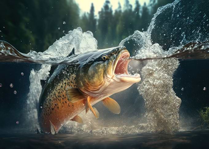 Fish jumping out of water