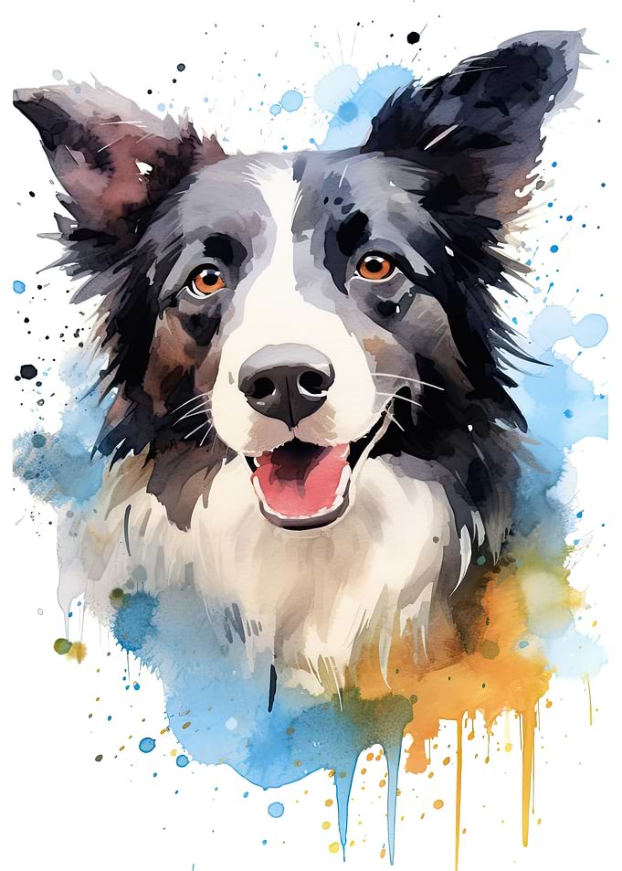 Border Collie Watercolor