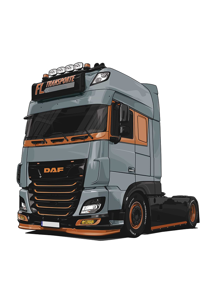 DAF XF Truck Grey Orange