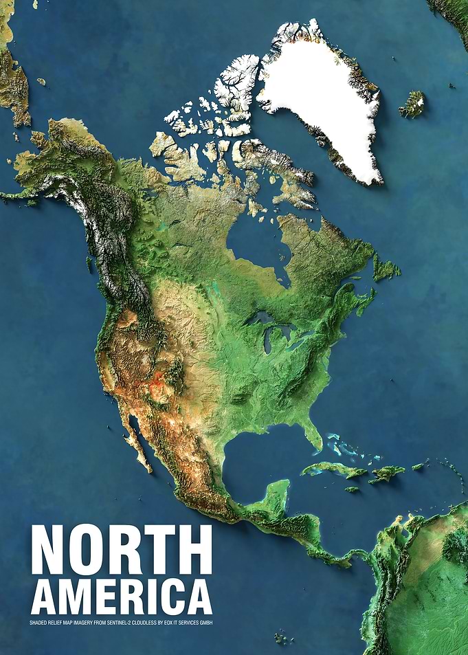 North America relief map