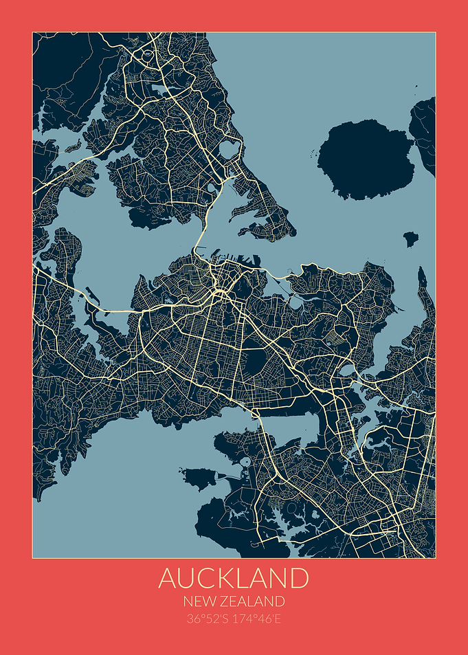 Auckland Map Red Blue