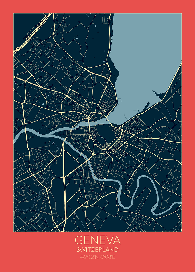 Geneva Map Red Blue
