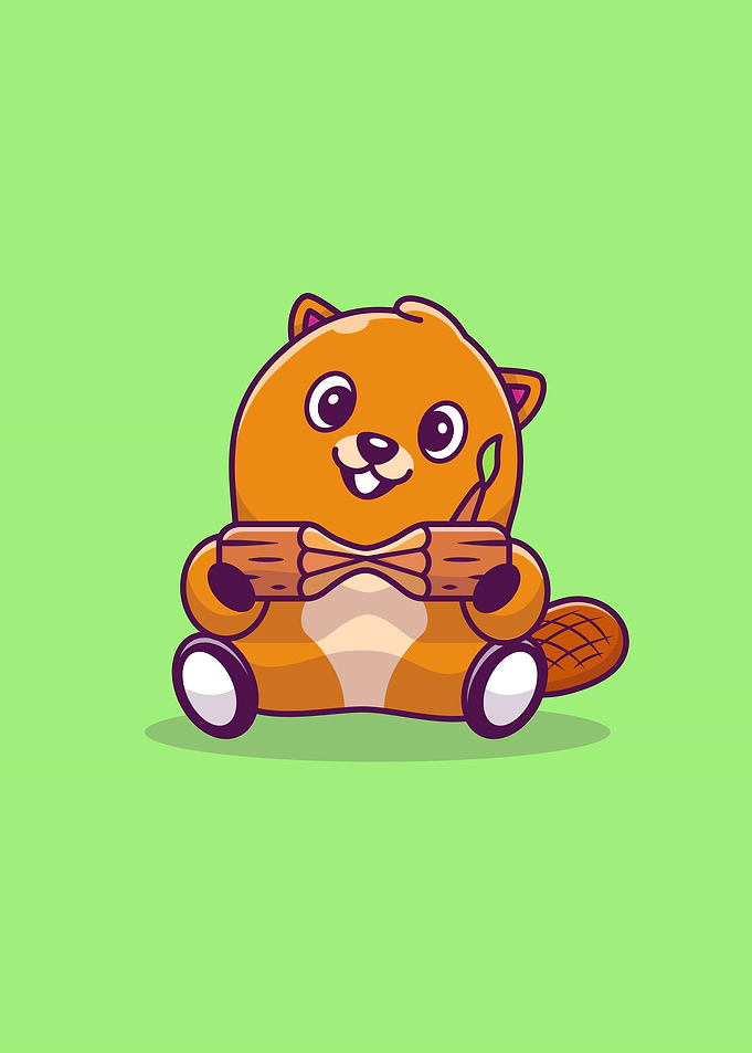 Cute Beaver Holding Wood