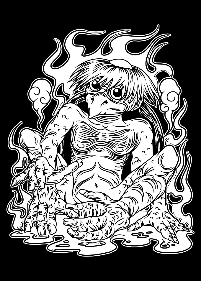 Kappa Japanese Ghost BnW