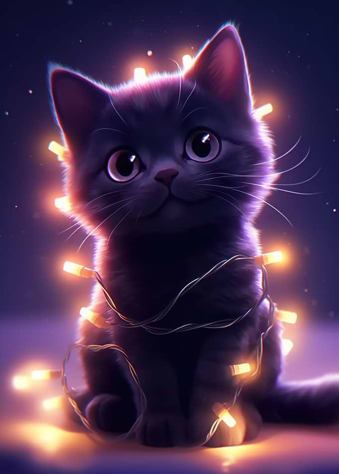 Cuty Cat Christmas Lights