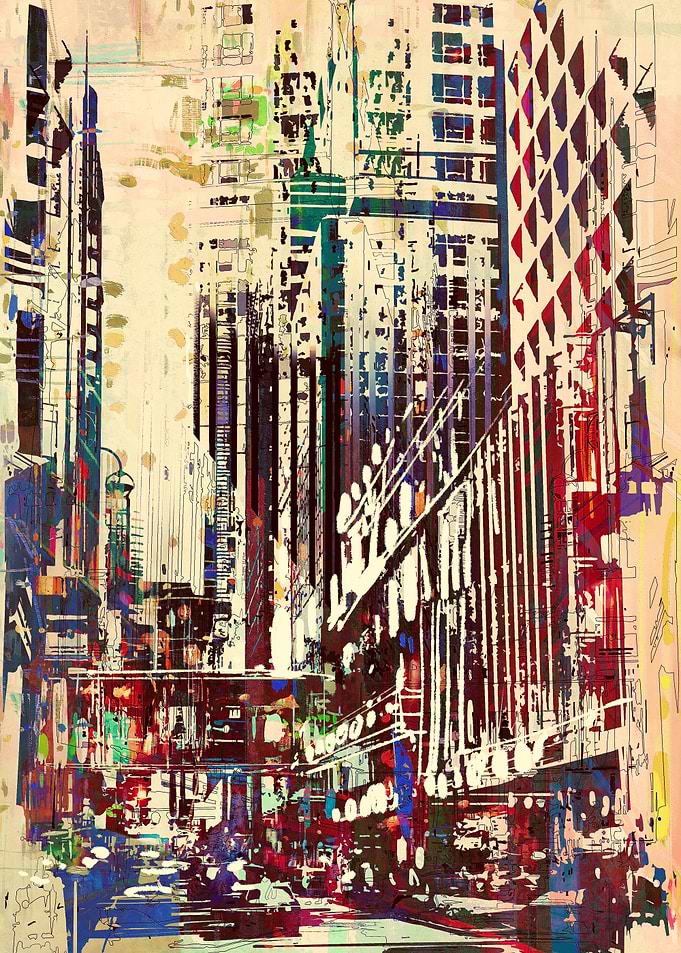 grunge of cityscape