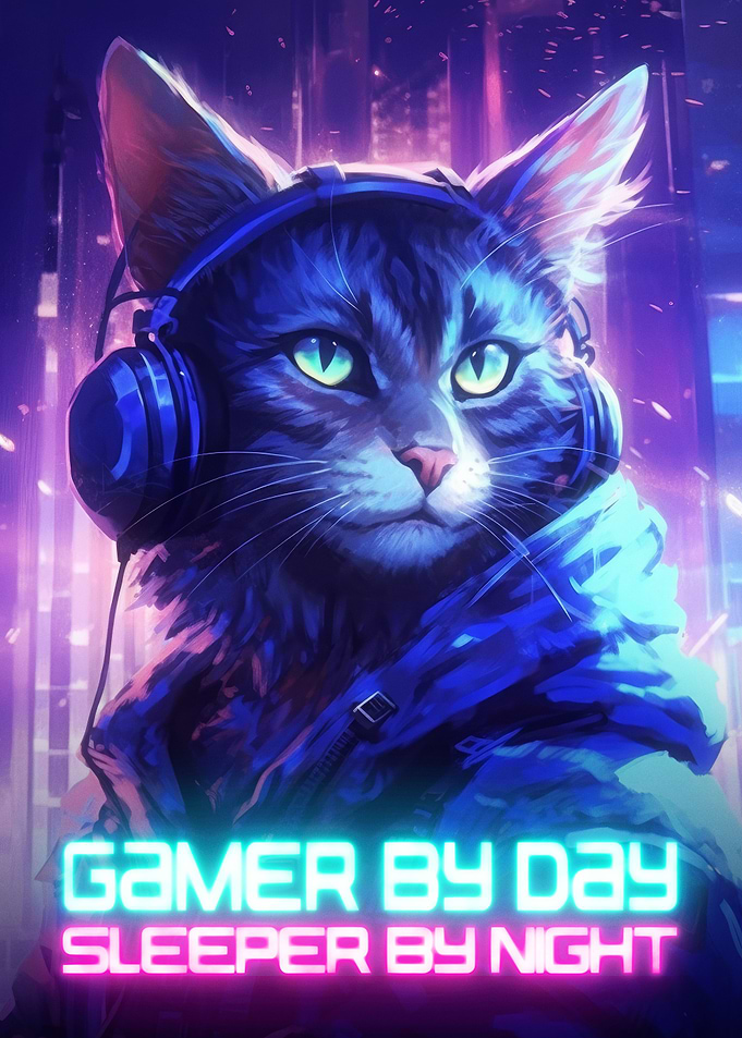 Cat Gaming Gamer By Day