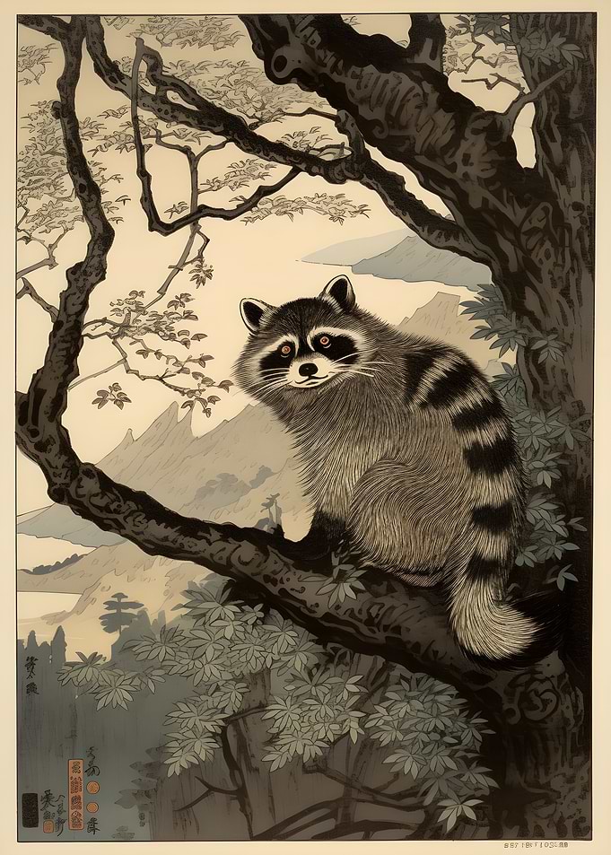Raccoon Ukiyo e