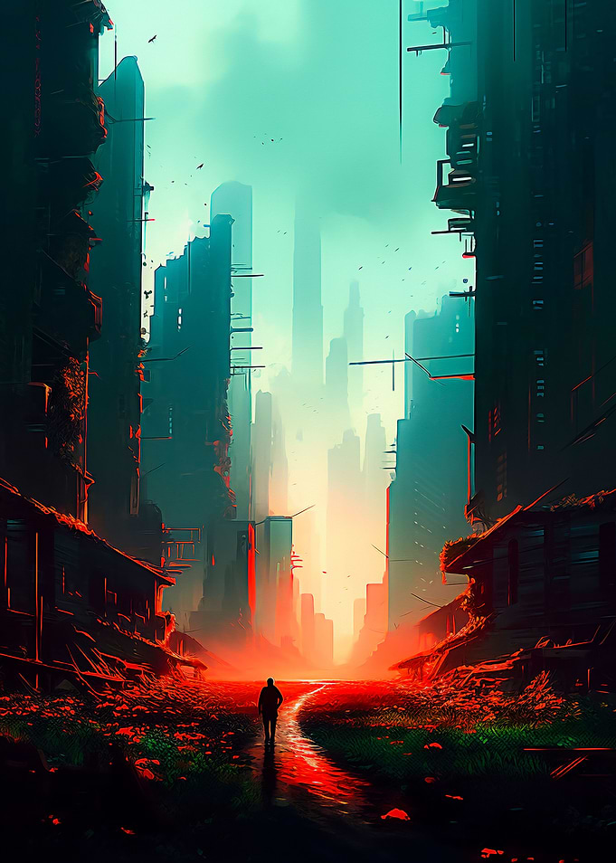 Sunset in Cyberpunk City