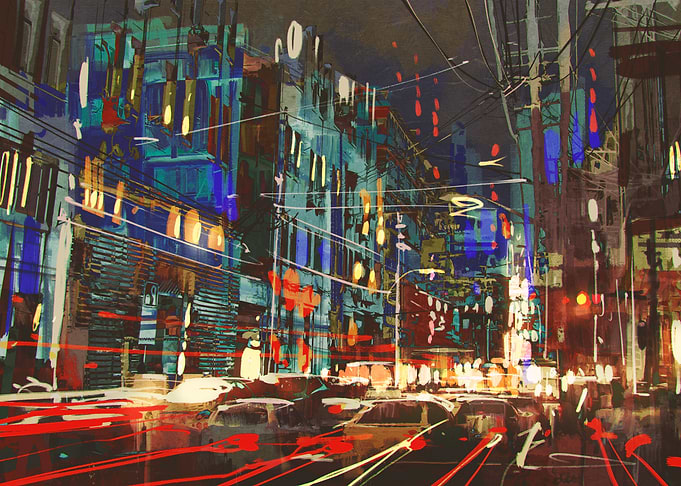 city street at night