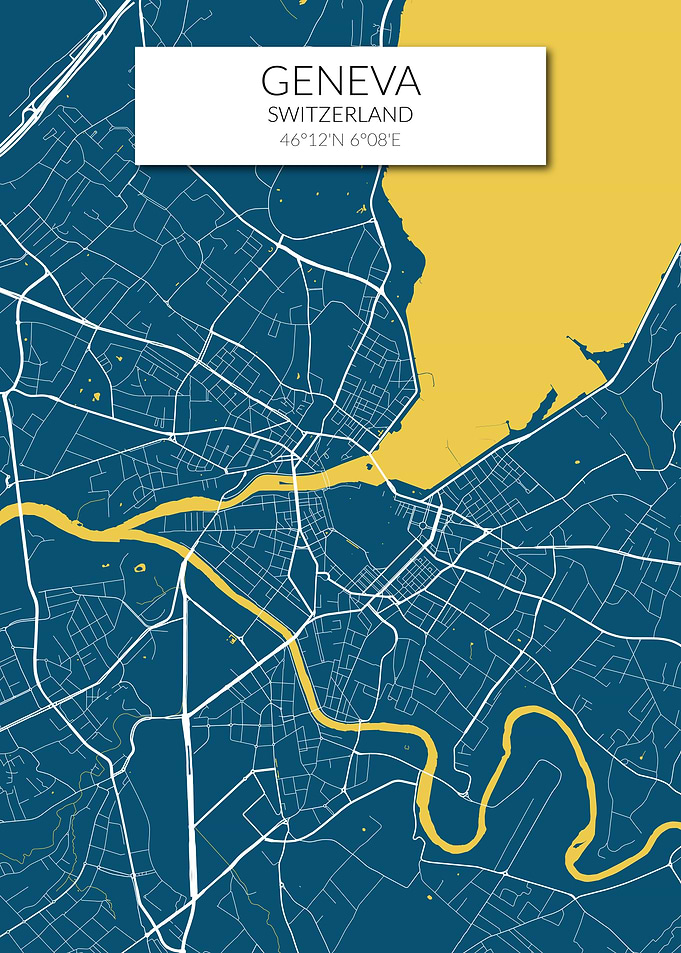 Geneva Map Blue Yellow