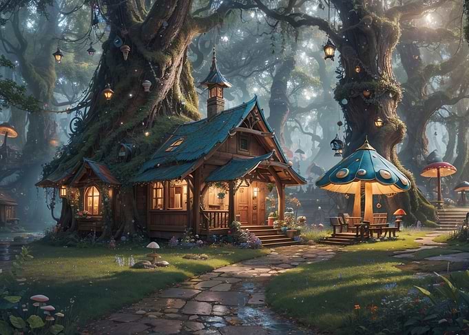 Mushroom art fantasy city