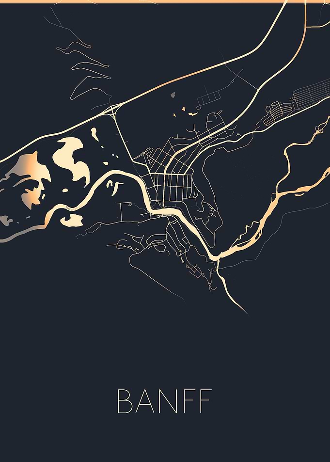 Black gold Banff town map