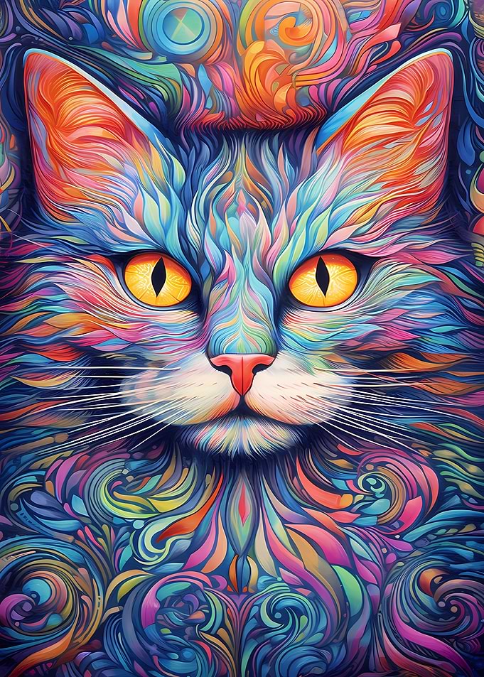 Psychedelic Cat Abstract C