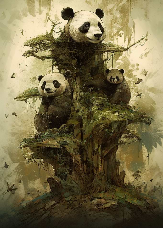 Panda Whimsy Digital Art